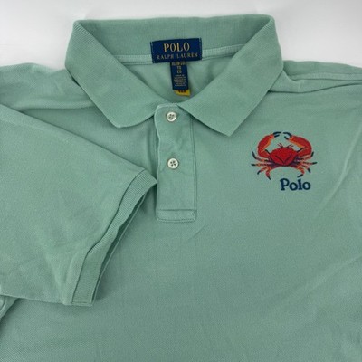Polo Ralph Lauren Boys XL 18-20 Mint Green Crab Embroidered Polo Shirt Cotton