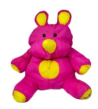 Vintage Fisher Price Plush Puffalump Pink  Yellow Rhino Stuffed Animal