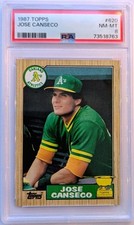 JOSE CANSECO 1987 Topps #620 Rookie Cup RC Oakland Athletics A'S PSA 8 NM-MINT