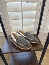 Women s Minnetonka Sherpa Lined Slippers, Grey, size 8