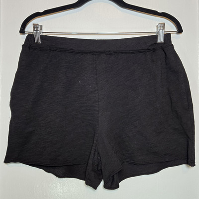 bobi Los Angeles Black M 100% Cotton Raw Edge Summer Relaxed Casual Beach Short
