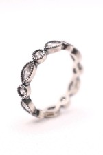 925 Sterling Silver Eternity Ring   Marquise  Round CZ Band   Vintage Style