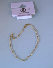 Giani Bernini gold Sterling Silver Anklet or Bracelet Beaded Singapore 10"