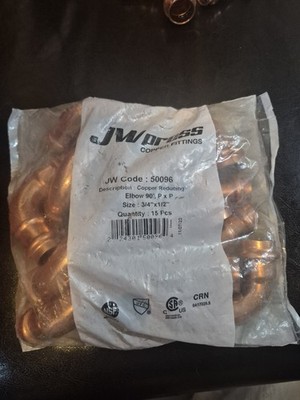 15 Pieces 3/4'' X 1/2'' Copper Press 90 Elbows
