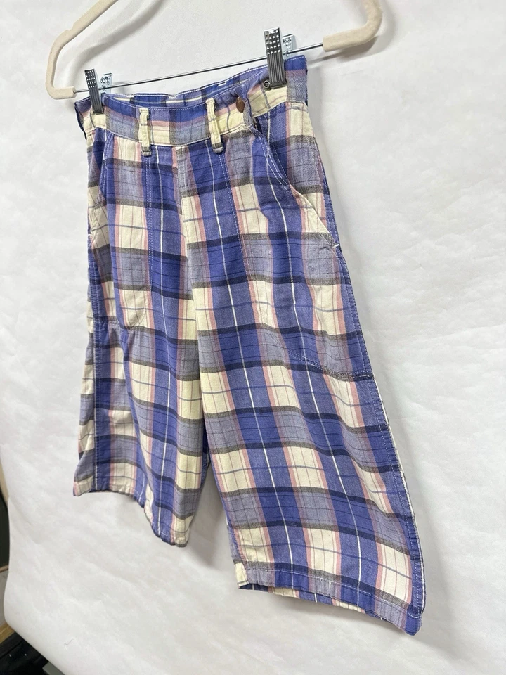 Vintage Side Metal Zip Sanforized Madras Plaid Shorts Happy Jill 26 In Waist Pur - Image 4 of 4