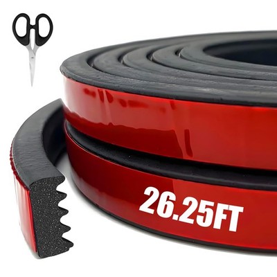 Weather Stripping Seal Strip 26FT EPDM Foam Rubber Seal - Self-Adhesive, Ribb...