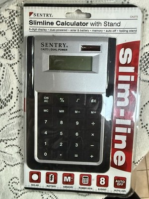 Sentry Slimline CA273 Calculator, Solar & Battery, Folding Stand, LCD Display