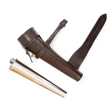 Saddle Hip Flask Stainless Steel Flask with Leather Case Fox Hunting Riding