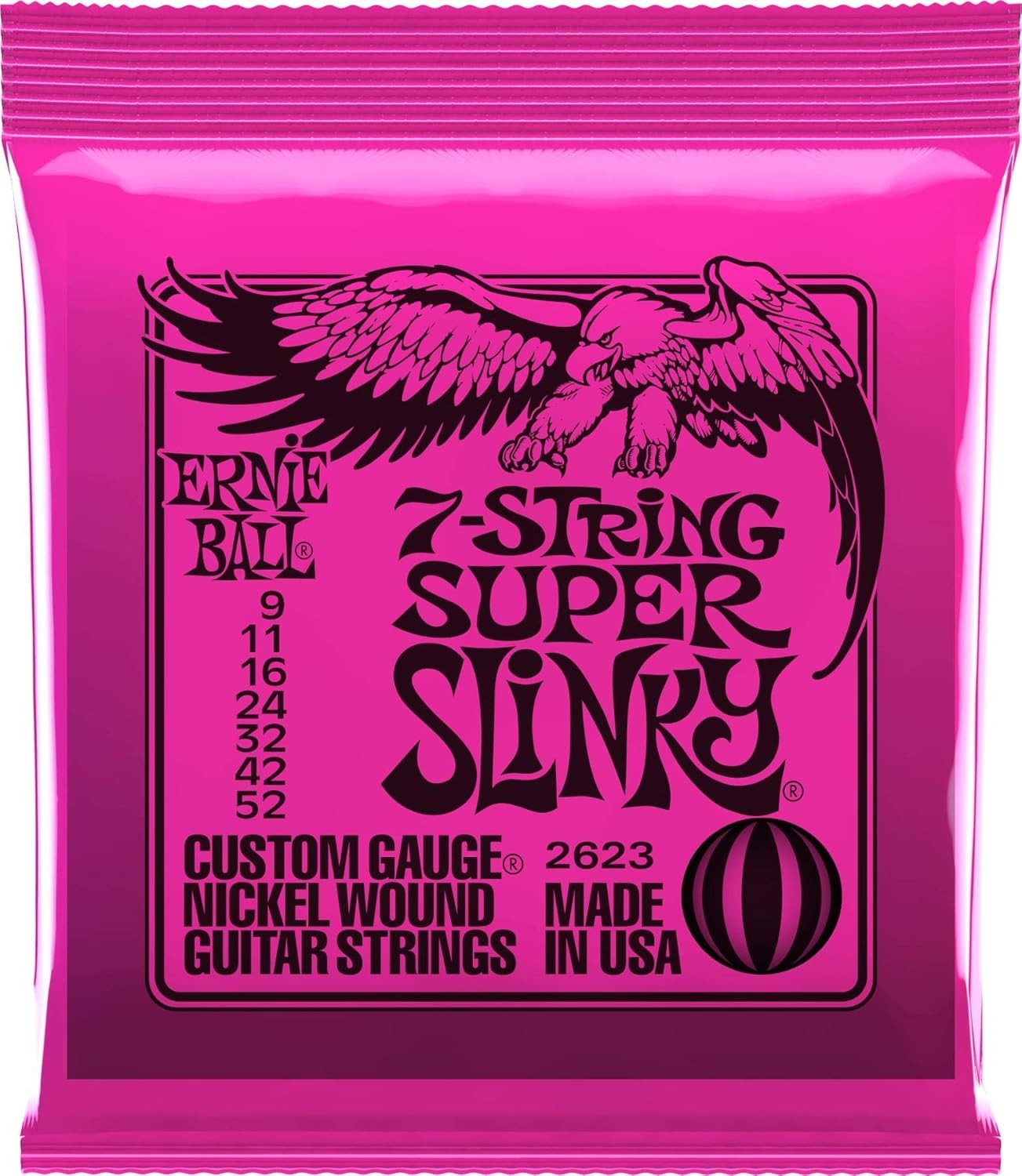 Ernie Ball Super Slinky 7-String Nickel Wound Electric Guitar Strings - 9-52 Ga