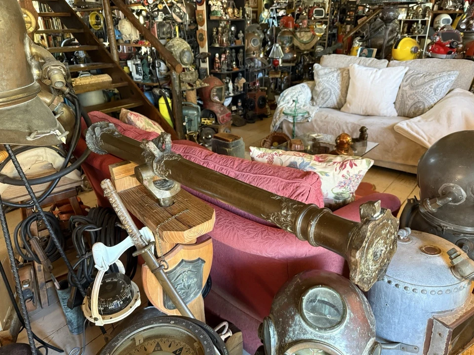 Antiguo cañón Lantaka de bronce del siglo XVIII indonesio 50" Foto 3 de 4