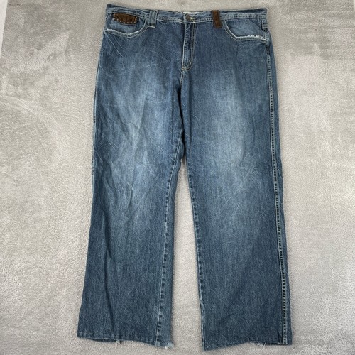 Pelle Pelle Premium Jeans Mens 44x34 Blue Baggy Y2K Studded Suede Streetwear