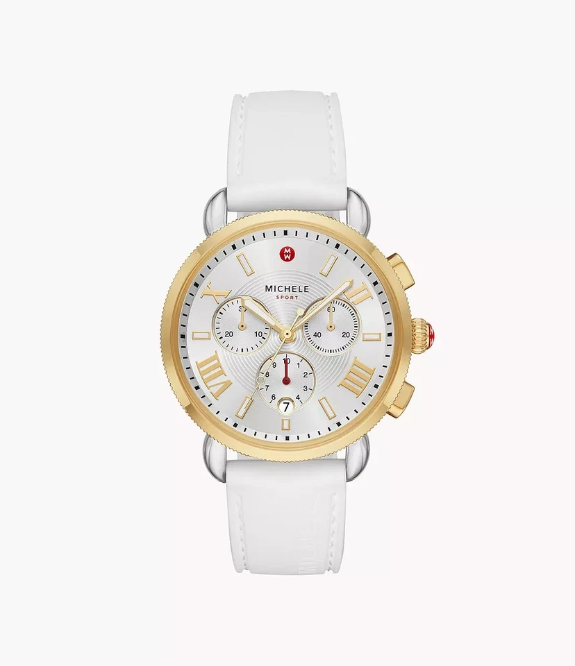 Reloj para mujer Michele Sport Sail dorado-blanco correa de silicona 38 mm MWW01P000017 Foto 4 de 4