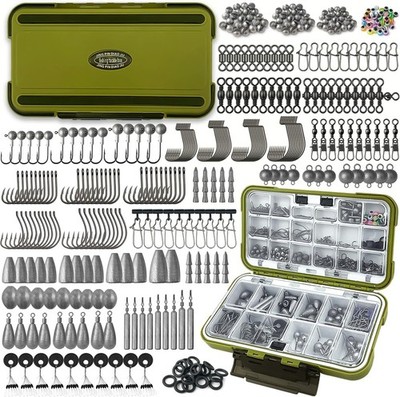 Fishing Tackle Box Kit 4232PCS Hooks Weights Sinkers Bass Trout