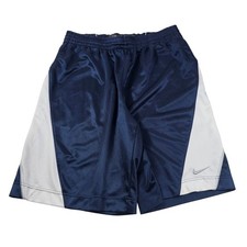 Rare Vintage Nike Basketball Shorts Navy Blue Silver Large drawstring waist 90s