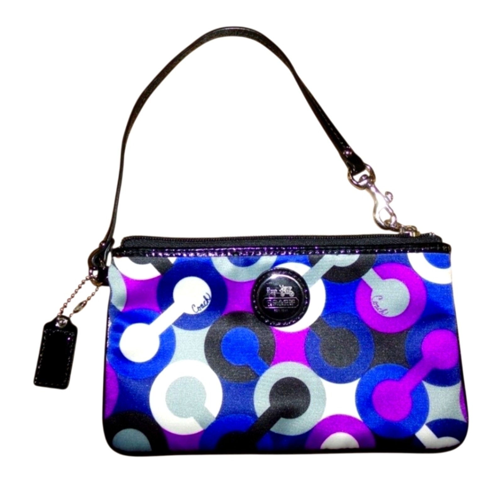 Vintage Coach Blue Purple Clutch with Vibrant Retro Design