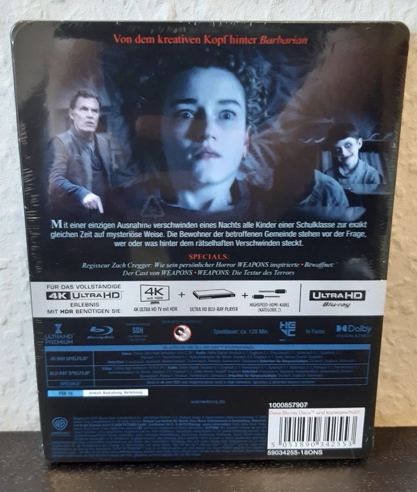 Weapons - Die Stunde des Verschwindens 4K Steelbook (4K UHD + Blu-ray) NEU - Bild 2 von 2
