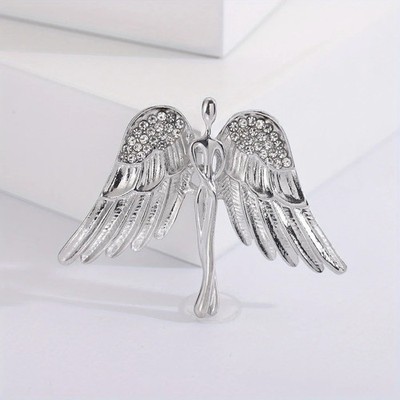 Women Men Angel Wing Rhinestone Alloy Brooch Fashion Classic Clothing Buckle Pin