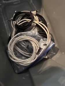 F Male to F Male Coaxial Cable Lot, 15 ft, F-Type Connectors, 1:1, Black/White