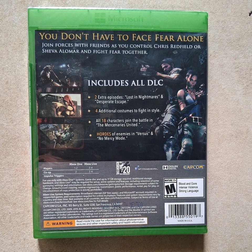 New Resident Evil 5 (Microsoft Xbox One, 2016) Sealed Special Bonus Edition  - Image 2 of 4