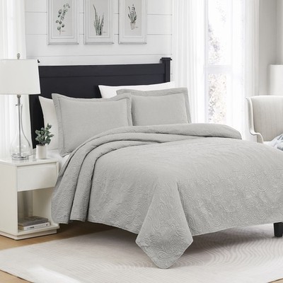 Milla 3pc Pinsonic All Season Quilt Set for Revitalize Bedroom Queen Silver