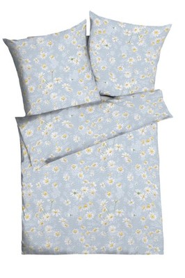 Kaeppel Seersucker Bettwäsche-Set 2-tlg., Dessin Gänseblümchen, hellblau