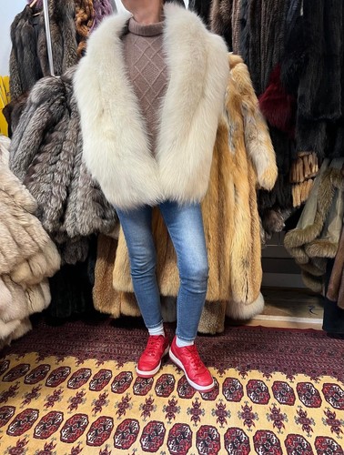 Polarfuchs Fuchs Pelz Umhang Pelzstola Polar Fox Real Fur Collar Volpe Stole XXL - Picture 7 of 16