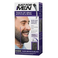 Touch of Gray Mustache and Beard Color, Dark Brown  Black B-45/55