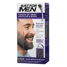 Touch of Gray Mustache and Beard Color, Dark Brown & Black B-45/55