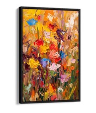 A BUNCH OF WILD FLOWERS OIL PAINT STYLE FLOAT EFFECT FRAME CANVAS ART PIC PRINT