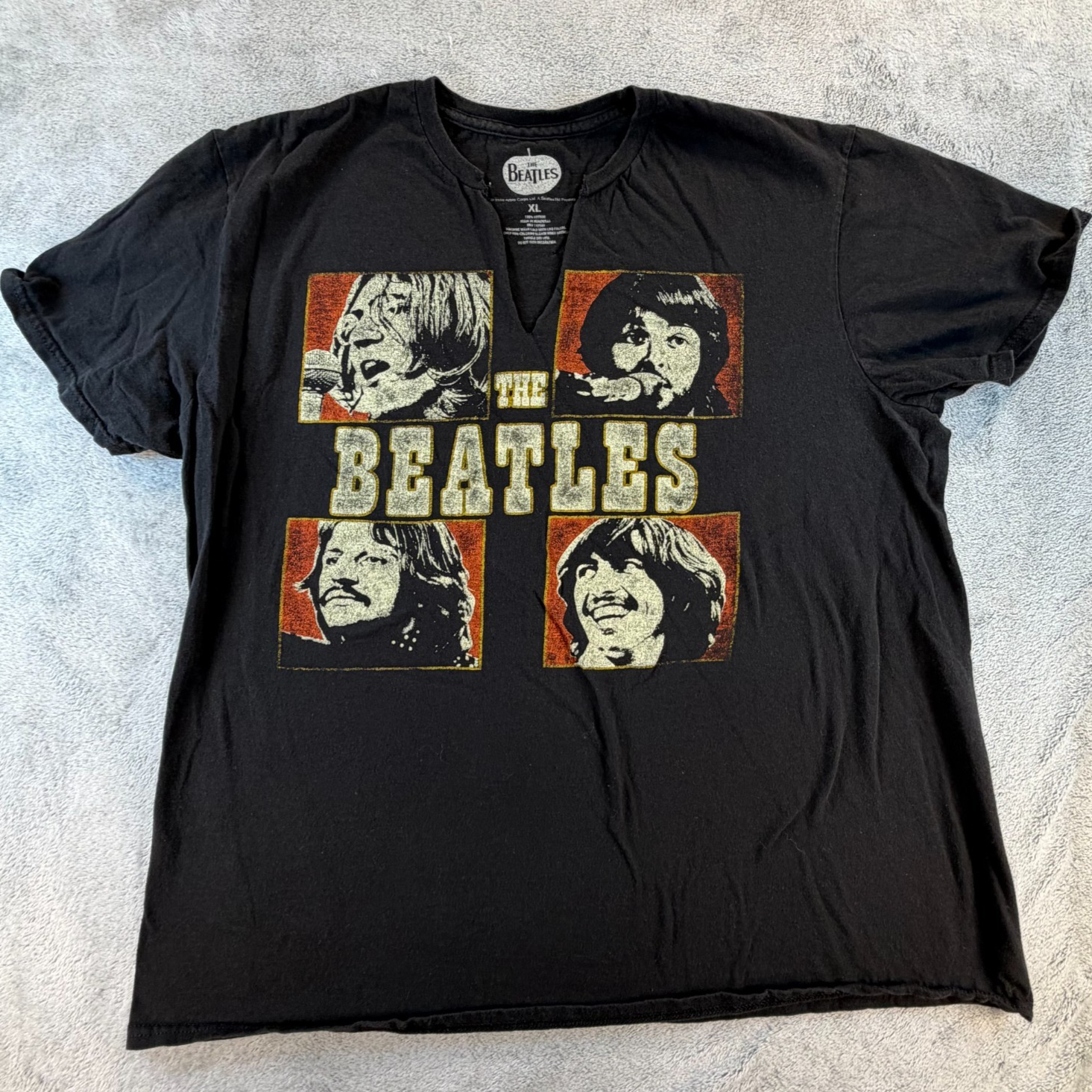The Beatles Men’s XL Graphic Band T-Shirt Black Apple Records Licensed