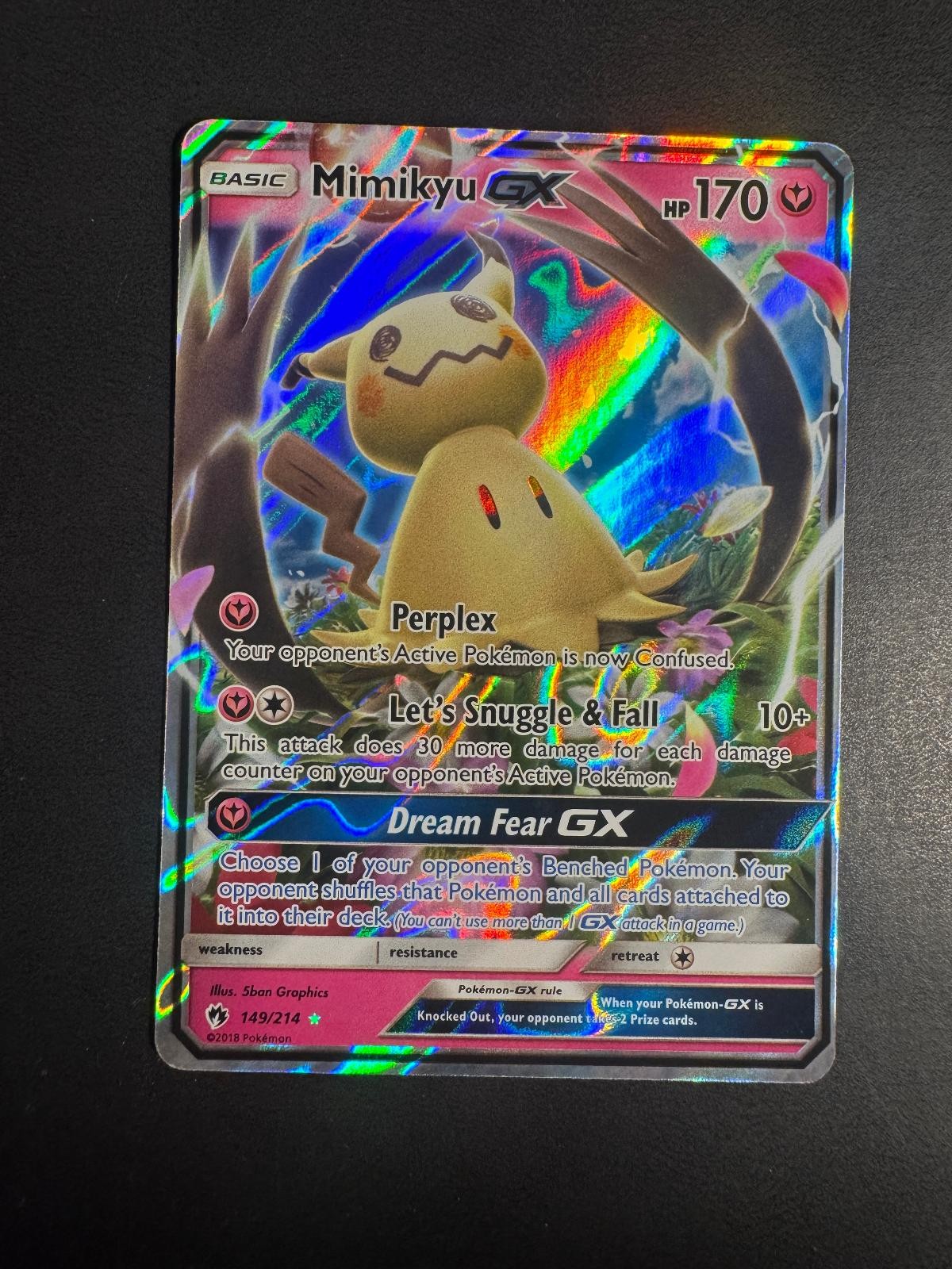 Mimikyu GX 149/214 Holo GX Rare Lost Thunder Pokemon Holo Near Mint