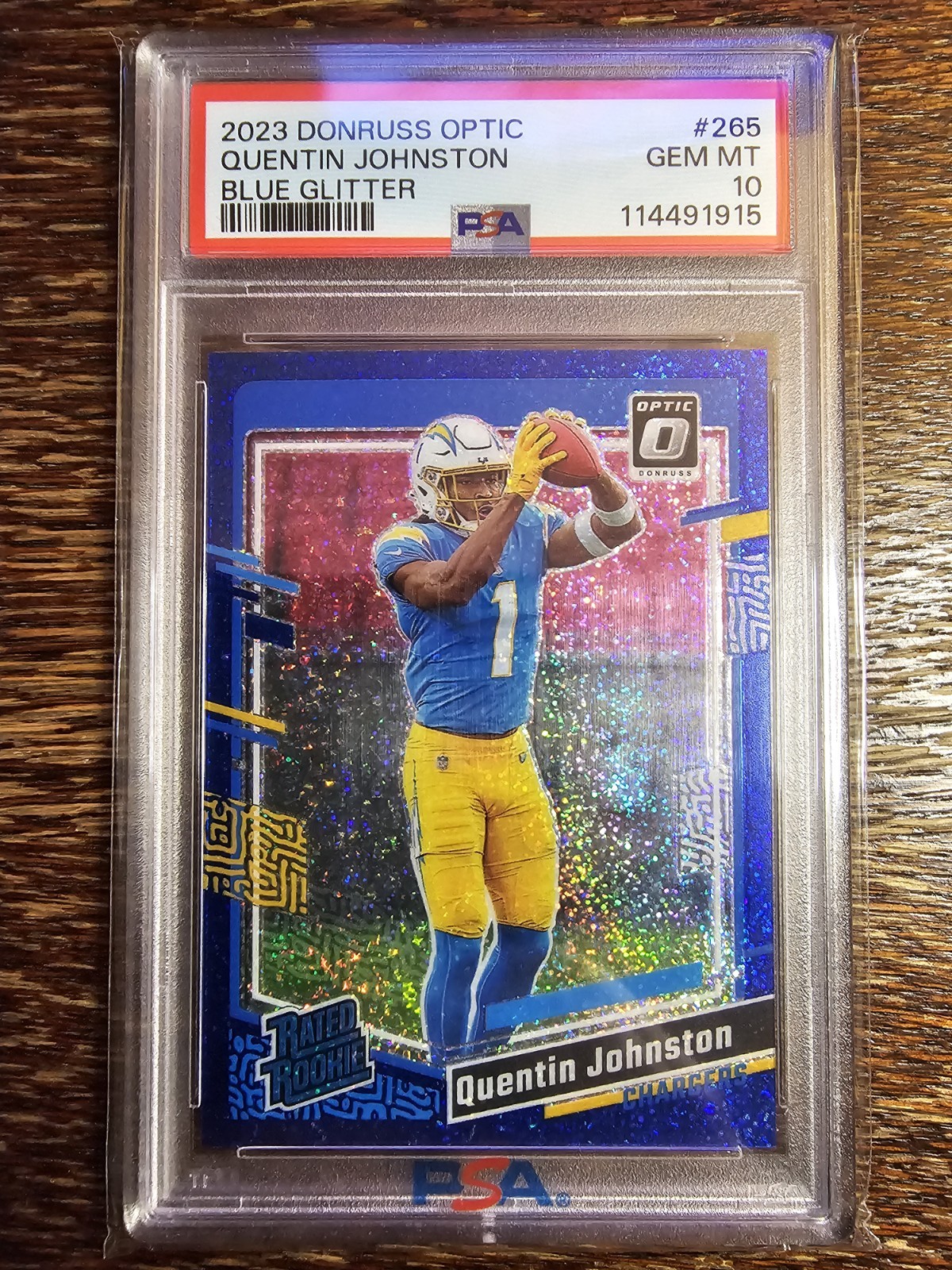 Quentin Johnston 2023 Donruss Optic Rated Rookie Blue Glitter #265 Psa 10