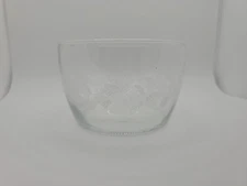 X-mas Multiple Use Small Bowl by Libbey Glass-fall-etched white pinecones Winter