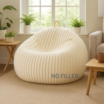 eydak Ribbed Rabbit Fur Stuffed Animal Stora Bean Bag Chair Cover (No