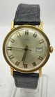 1972 Timex Mercury Manual Watch Gold Tone Works Black Leather Strap