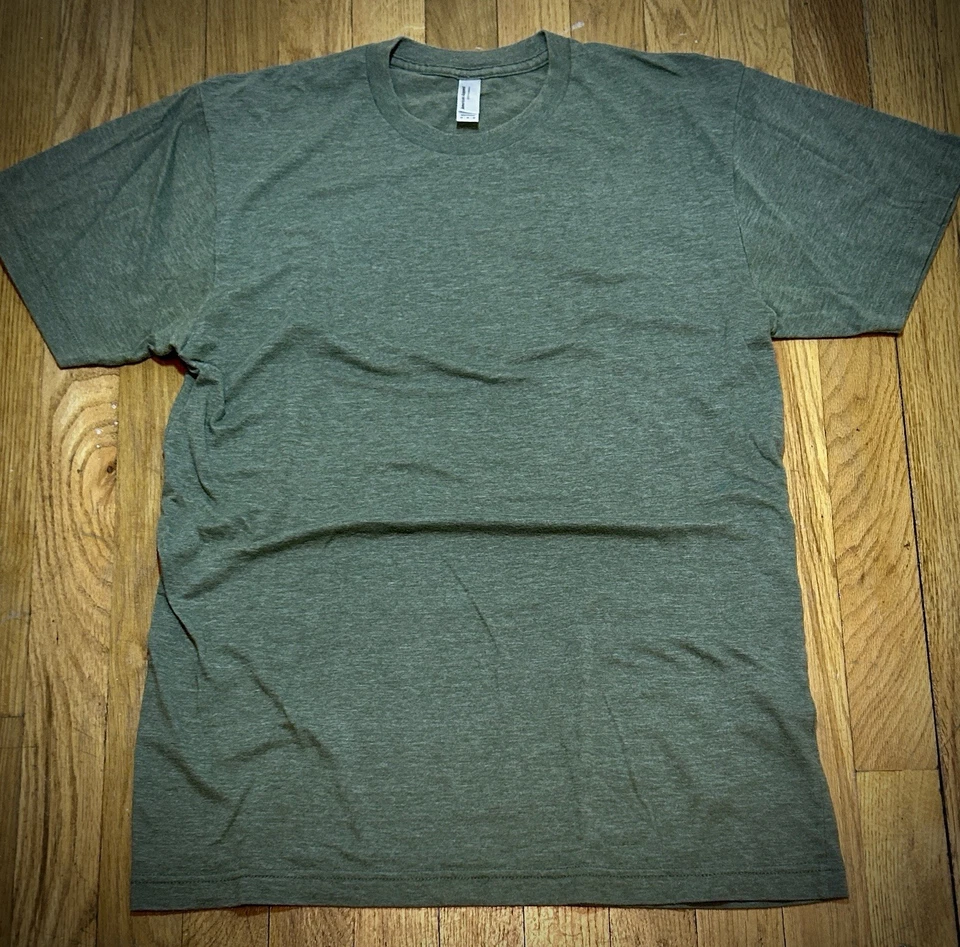 American Apparel 50/50 T-Shirt  3-Pack Heather Green, Brown, Maroon Size Medium - Image 3 of 4