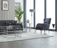 Polstersessel Wohnzimmer Sessel Einsitzer Stoff Grau Sitzer Design MöBel
