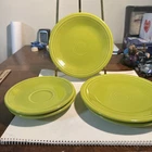 3 Fiestaware Fiesta Retired Chartreuse 7" Lunch Plates + 2, 5.5” Saucers EUC