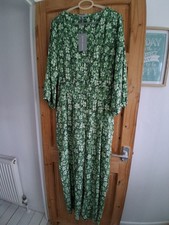 Oliver Bonas Green Floral Button Belted Jumpsuit Size 18 Brand New