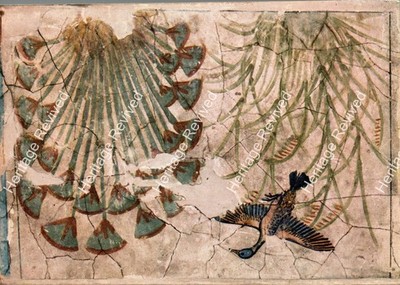 ANTIKE POSTKARTE EL AMARNA ÄGYPTEN AKHENATON ÄRA WILDGANS PAPYRUS HIRMER MÜNCHEN