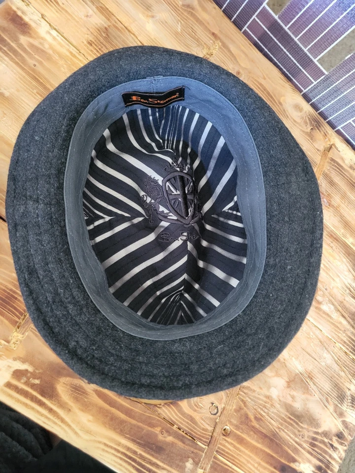 Sombrero Fedora Gris Ben Sherman Lana Hombre Talla M-L Foto 4 de 4