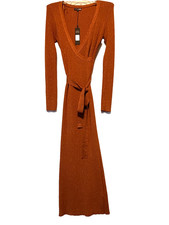 Fashion Nova Burnt Orange Metalic maxi dress Size Large