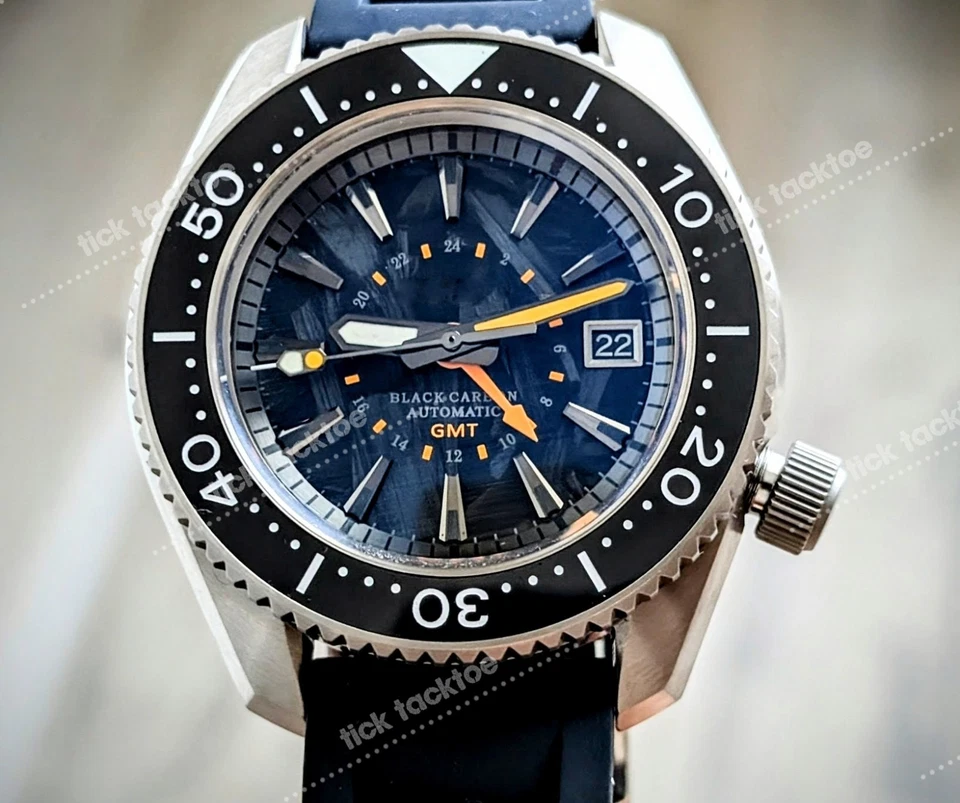 Reloj TITANIO Automático GMT Sub Diver SEA LORD Negro Carbono Mod 43mm ¡ZAFIRO! Foto 2 de 4