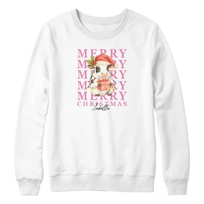 Personalisiertes Sweatshirt Weihnachten Kuh für Mädchen rosa Kuh Pullover festliches Geschenk