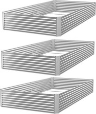 3 Pack Galvanized Raised Garden Bed Outdoor,Metal Garden Bed for Vegetables,Abov