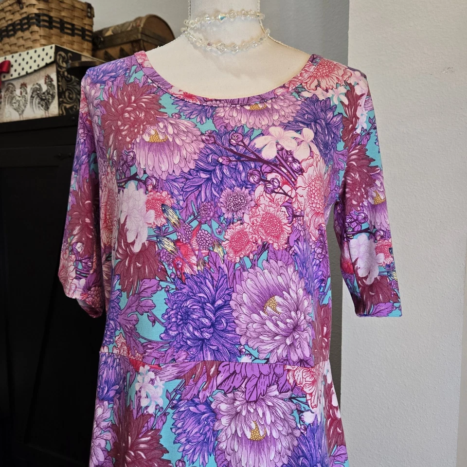 LuLaRoe Ana Purple Pink Blue Long Maxi Dress sunflowers NWOT XL. 19 - Image 2 of 4