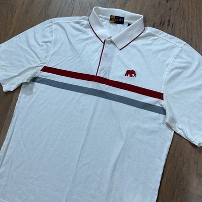 Vintage Alabama Crimson Tide Polo Shirt Mens L White Stripe The Locker Room NCAA