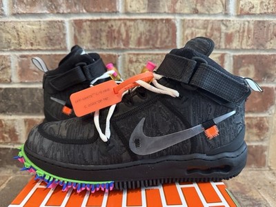 New 10 Nike Air Force 1 Mid SP Off White Black Clear Virgil Abloh