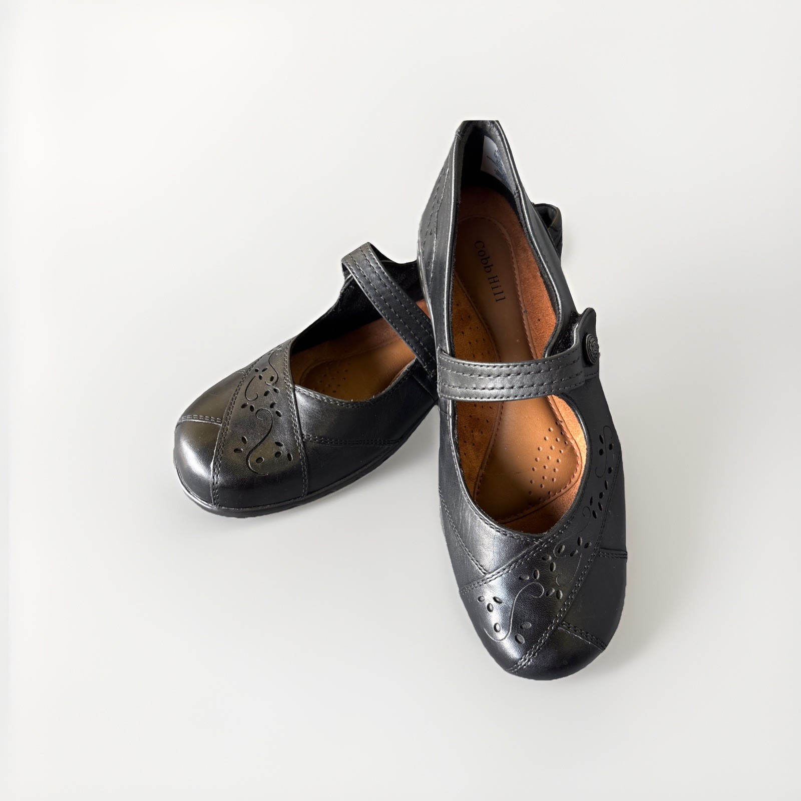Cobb Hill Petra Mary Jane Shoes Womens 8.5 XW Extra Wide Black Leather CHPETRA