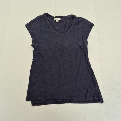 WHISTLES Top 6 Blau Damen U-Ausschnitt Kurzarm Baumwollmischung